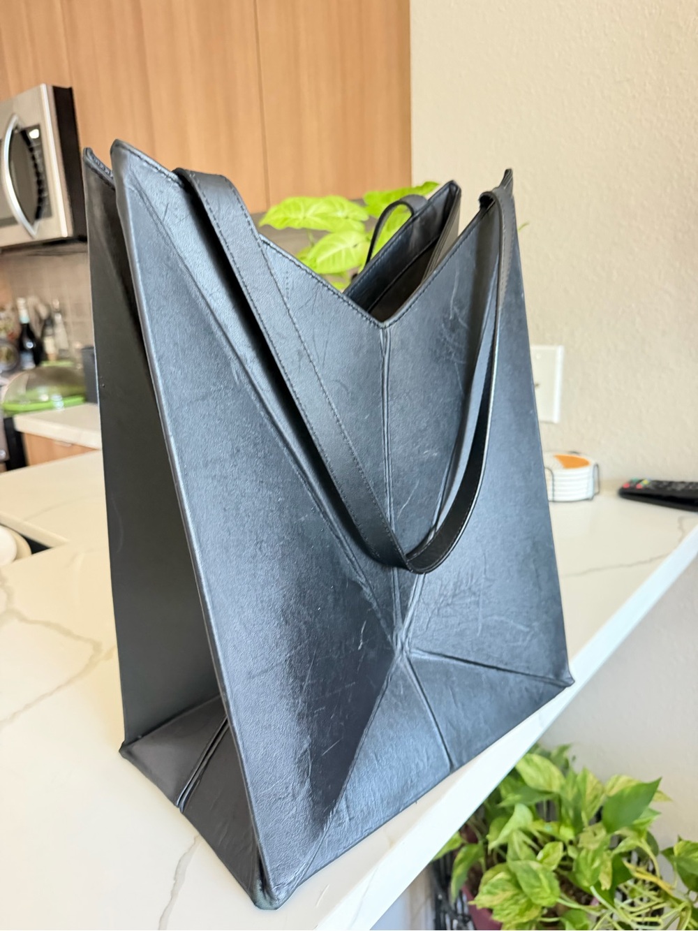 Finell Origami inspired Black Geometric Tote Bag - Unisex